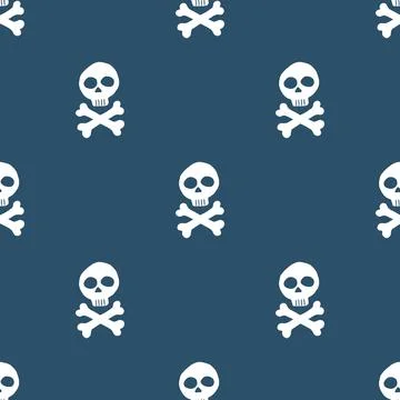 Skull and bones Seamless Pattern. Cartoon Pirate elements and objects. backgr イラスト素材
