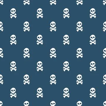 Skull and bones Seamless Pattern. Cartoon Pirate elements and objects. backgr イラスト素材