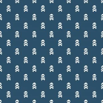 Skull and bones Seamless Pattern. Cartoon Pirate elements and objects. backgr Stock Illustration