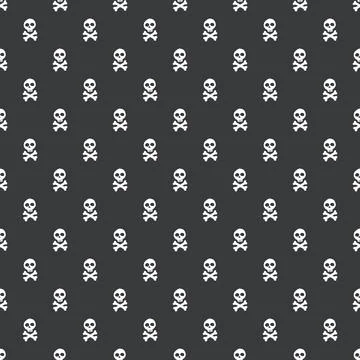 Skull and bones Seamless Pattern. Cartoon Pirate elements and objects. backgr Illustrazione stock