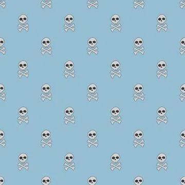 Skull and bones Seamless Pattern. Cartoon Pirate elements and objects. backgr Stock Illustration