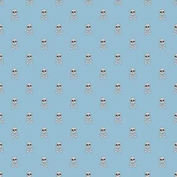 Skull and bones Seamless Pattern. Cartoon Pirate elements and objects. backgr Stock Illustration
