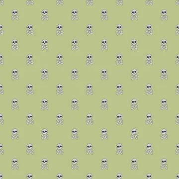 Skull and bones Seamless Pattern. Cartoon Pirate elements and objects. backgr Illustrazione stock