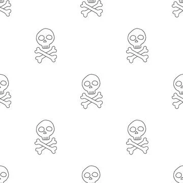 Skull and bones Seamless Pattern. Cartoon Pirate elements and objects. backgr Stock Illustration