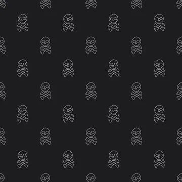 Skull and bones Seamless Pattern. Cartoon Pirate elements and objects. backgr 스톡 일러스트
