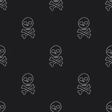 Skull and bones Seamless Pattern. Cartoon Pirate elements and objects. backgr Stock Illustration