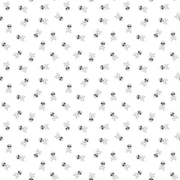 Skull and bones Seamless Pattern. Cartoon Pirate elements and objects. backgr 스톡 일러스트