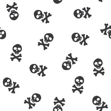Skull and bones Seamless Pattern. Cartoon Pirate elements and objects. backgr Stock Illustration