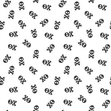 Skull and bones Seamless Pattern. Cartoon Pirate elements and objects. backgr Illustrazione stock
