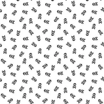 Skull and bones Seamless Pattern. Cartoon Pirate elements and objects. backgr イラスト素材