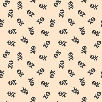 Skull and bones Seamless Pattern. Cartoon Pirate elements and objects. backgr Stock Illustration