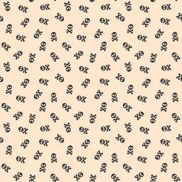 Skull and bones Seamless Pattern. Cartoon Pirate elements and objects. backgr 스톡 일러스트