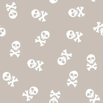 Skull and bones Seamless Pattern. Cartoon Pirate elements and objects. backgr Stock Illustration