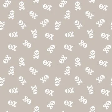 Skull and bones Seamless Pattern. Cartoon Pirate elements and objects. backgr Illustrazione stock