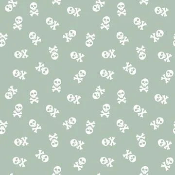 Skull and bones Seamless Pattern. Cartoon Pirate elements and objects. backgr Stock Illustration