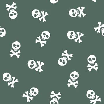 Skull and bones Seamless Pattern. Cartoon Pirate elements and objects. backgr Stock Illustration