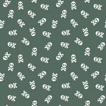 Skull and bones Seamless Pattern. Cartoon Pirate elements and objects. backgr Stock Illustration
