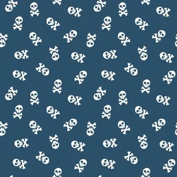 Skull and bones Seamless Pattern. Cartoon Pirate elements and objects. backgr 스톡 일러스트