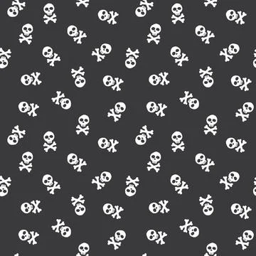 Skull and bones Seamless Pattern. Cartoon Pirate elements and objects. backgr 库存插图