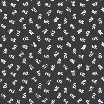 Skull and bones Seamless Pattern. Cartoon Pirate elements and objects. backgr Illustrazione stock