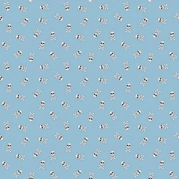 Skull and bones Seamless Pattern. Cartoon Pirate elements and objects. backgr Stock Illustration