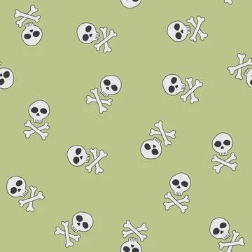 Skull and bones Seamless Pattern. Cartoon Pirate elements and objects. backgr Stock Illustration