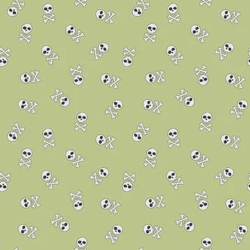 Skull and bones Seamless Pattern. Cartoon Pirate elements and objects. backgr Stock Illustration