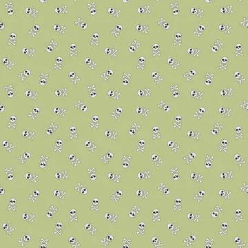 Skull and bones Seamless Pattern. Cartoon Pirate elements and objects. backgr Stock Illustration