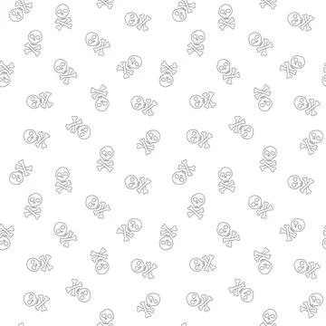Skull and bones Seamless Pattern. Cartoon Pirate elements and objects. backgr Stock Illustration