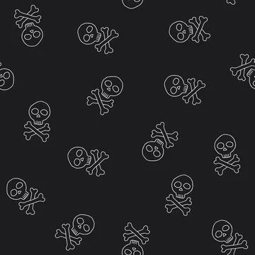 Skull and bones Seamless Pattern. Cartoon Pirate elements and objects. backgr 库存插图