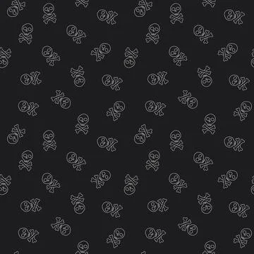 Skull and bones Seamless Pattern. Cartoon Pirate elements and objects. backgr イラスト素材