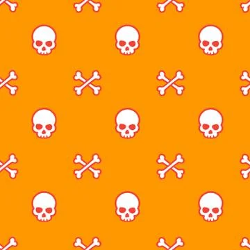 Skull and bones seamless vector pattern Stock Illustration