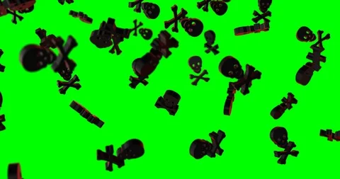 Skull and bones sign falling slow motion Stock Footage 102556315