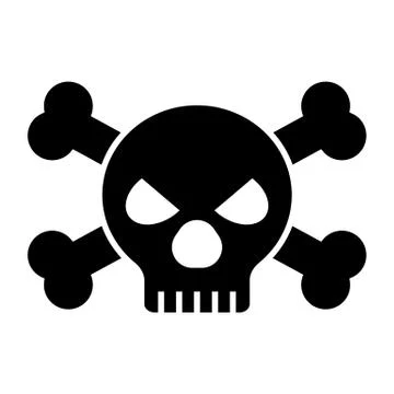 Skull and bones solid icon. Danger vector illustration isolated on white Stock Illustration