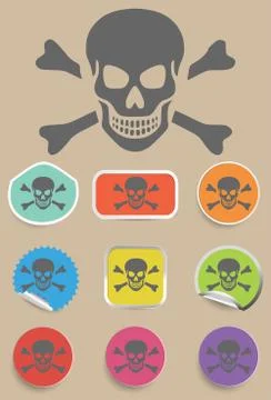 Skull and bones warning sign - vector Stock Illustration