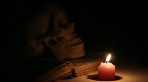 The skull and books Video stock 22120282