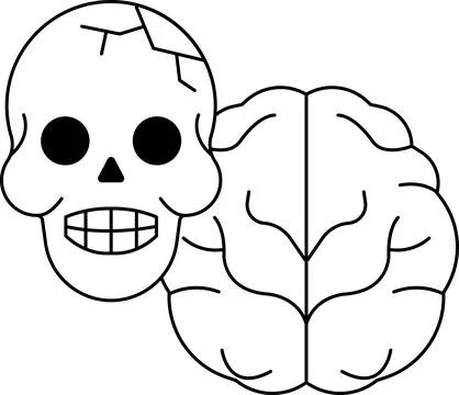 Skull and brain drawing Illustrazione stock