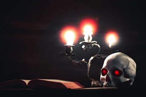 Skull and candles 库存照片