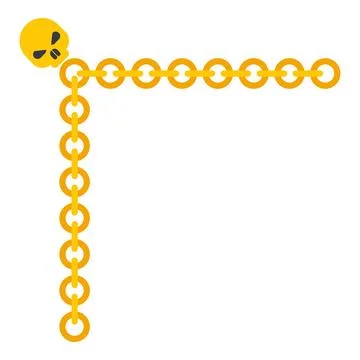 Skull and chain forming l shape border Stock Illustration