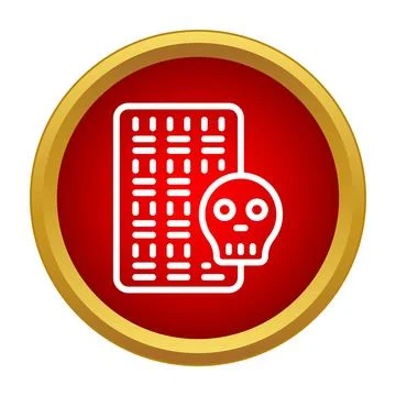 Skull and coding icon representing cyber security threat Illustrazione stock