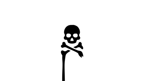 Skull and crossbones appear on white background animation Stock Footage 327761559