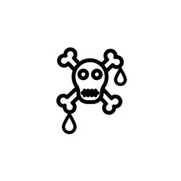 Skull and crossbones with blood vector icon Stock Illustration