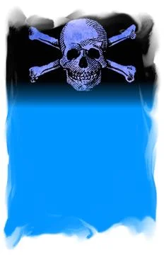 Skull and Crossbones on Blue Sheet with space for your Text or Design 스톡 일러스트