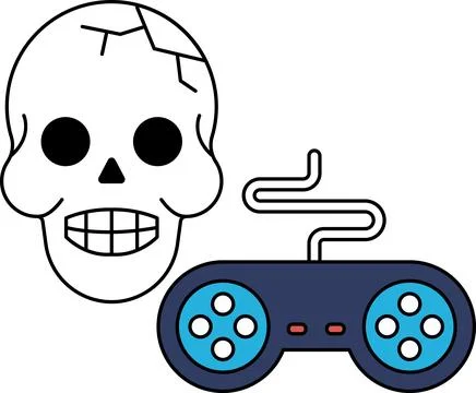 Skull and crossbones with a controller Stock Illustration