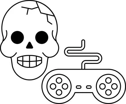 Skull and crossbones with a controller Stock Illustration