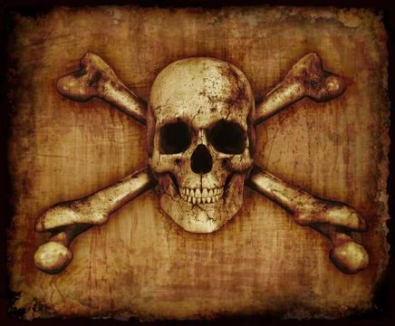 Skull and Crossbones on Paerchment Stock-Illustration