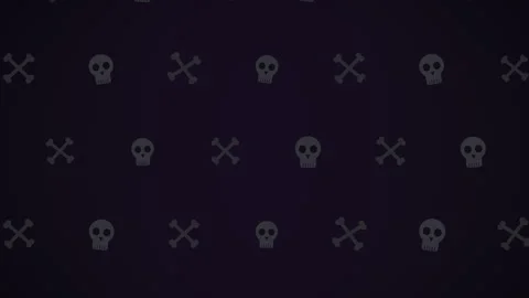 Skull and Crossbones Pattern Halloween Background on Black Stock Footage 345640089