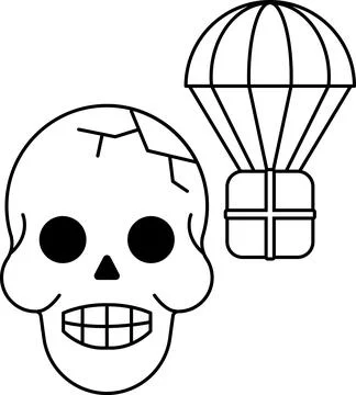 Skull and crossbones with a skull on the left and a balloon on the right Stock Illustration