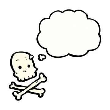 Skull and crossbones with thought bubble Illustrazione stock