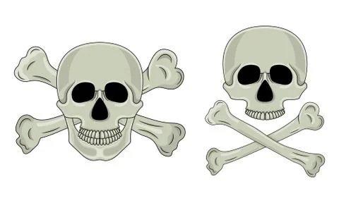 Skull and crossed bones isolated on white background. Cartoon human skull wit Stock Illustration